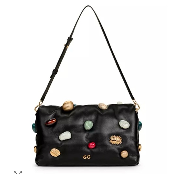 cult gaia Handbags - Black Designer Embellished Shoulder Bag